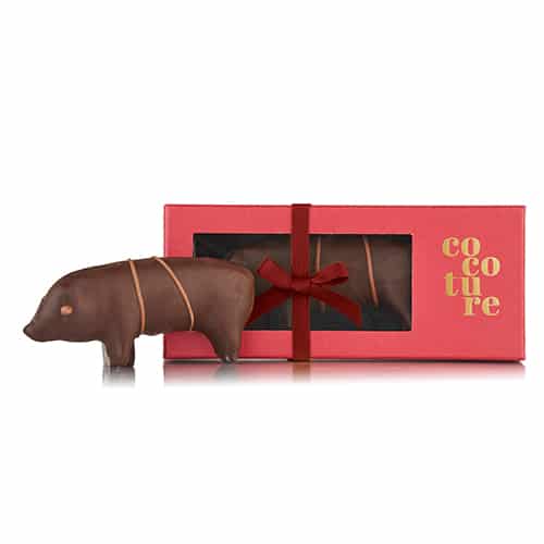 Marzipanschweinchen mit dunkle Schokolade, Lieferbar ab 01.10